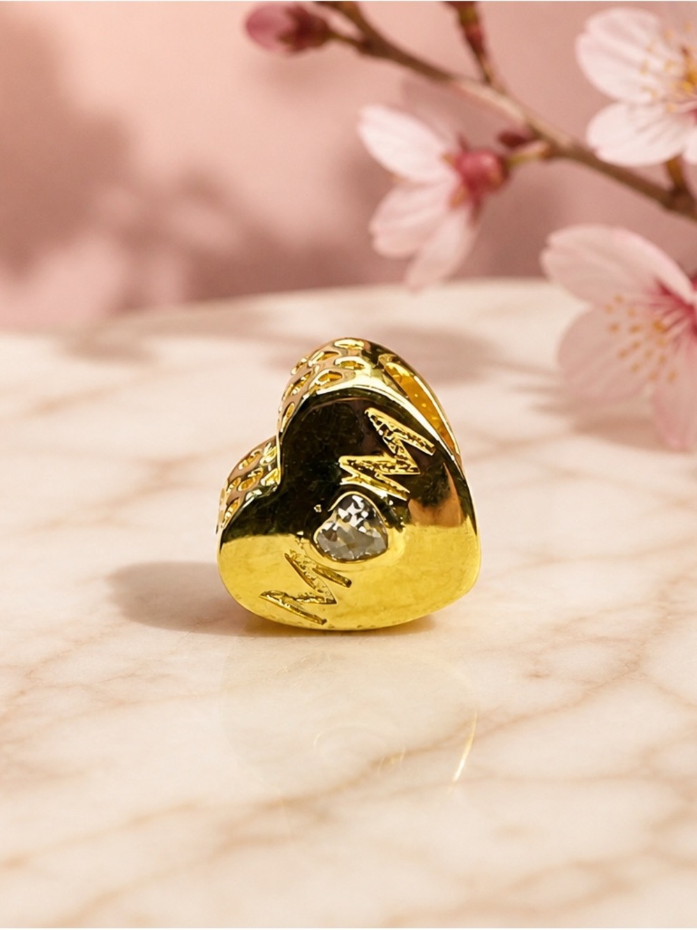Pandora Gold Heart Charm with Clear Crystal new with out tag